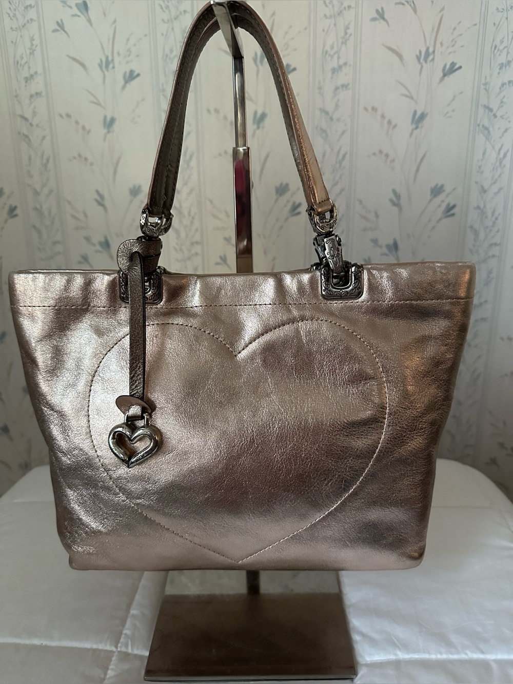 Brighton Metallic Gold Heart Tote